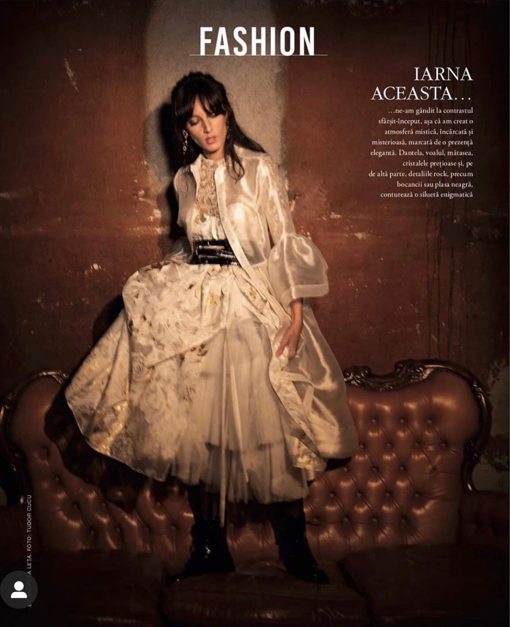 OMRA demi-couture dress featured in Marie Claire Magazine