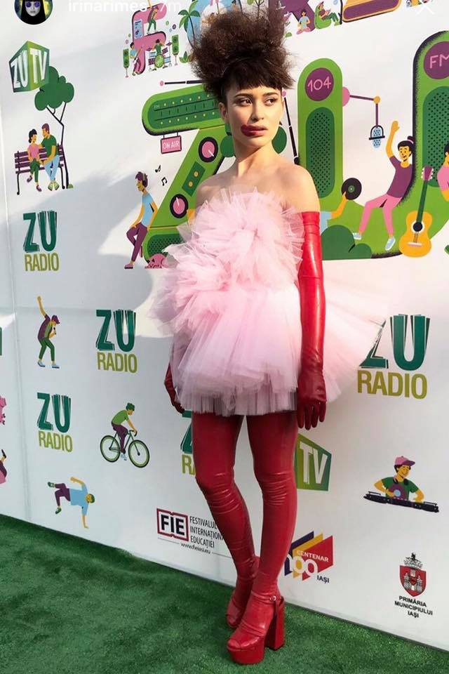 IRINA RIMES wearing OMRA mini "candy" dress at FORZA ZU 2018