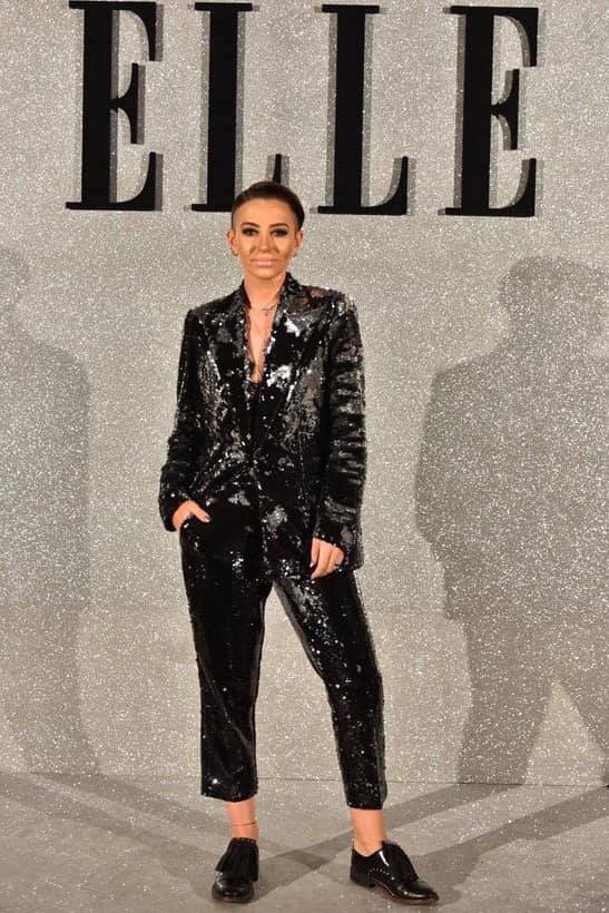 Giulia Anghelescu sharp and stylish in OMRA sequins suit at ELLE Style Awards