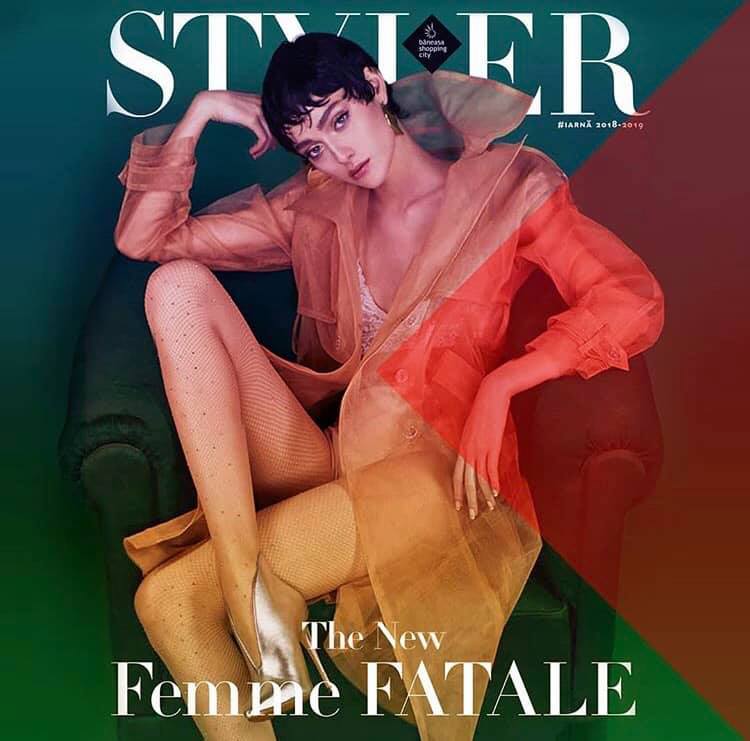 OMRA sheer caramel trench on the cover of Styler Magazine