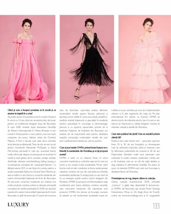 Chrisa Dobreanu's interview about OMRA in the latest issue of Luxury Magazine