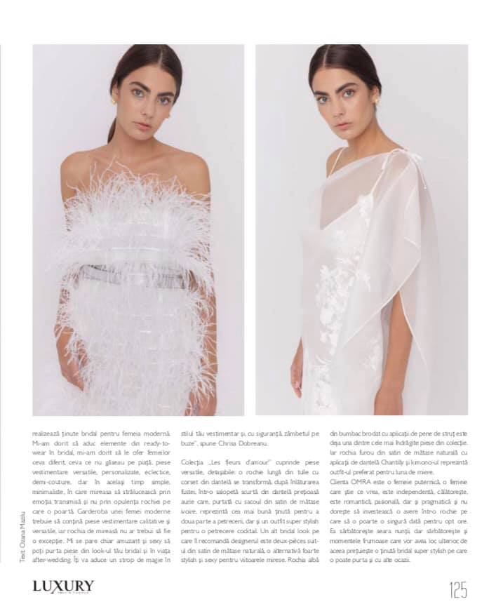 Discover OMRA bridal collection in the latest interview of Chrisa Dobreanu for LUXURY Magazine