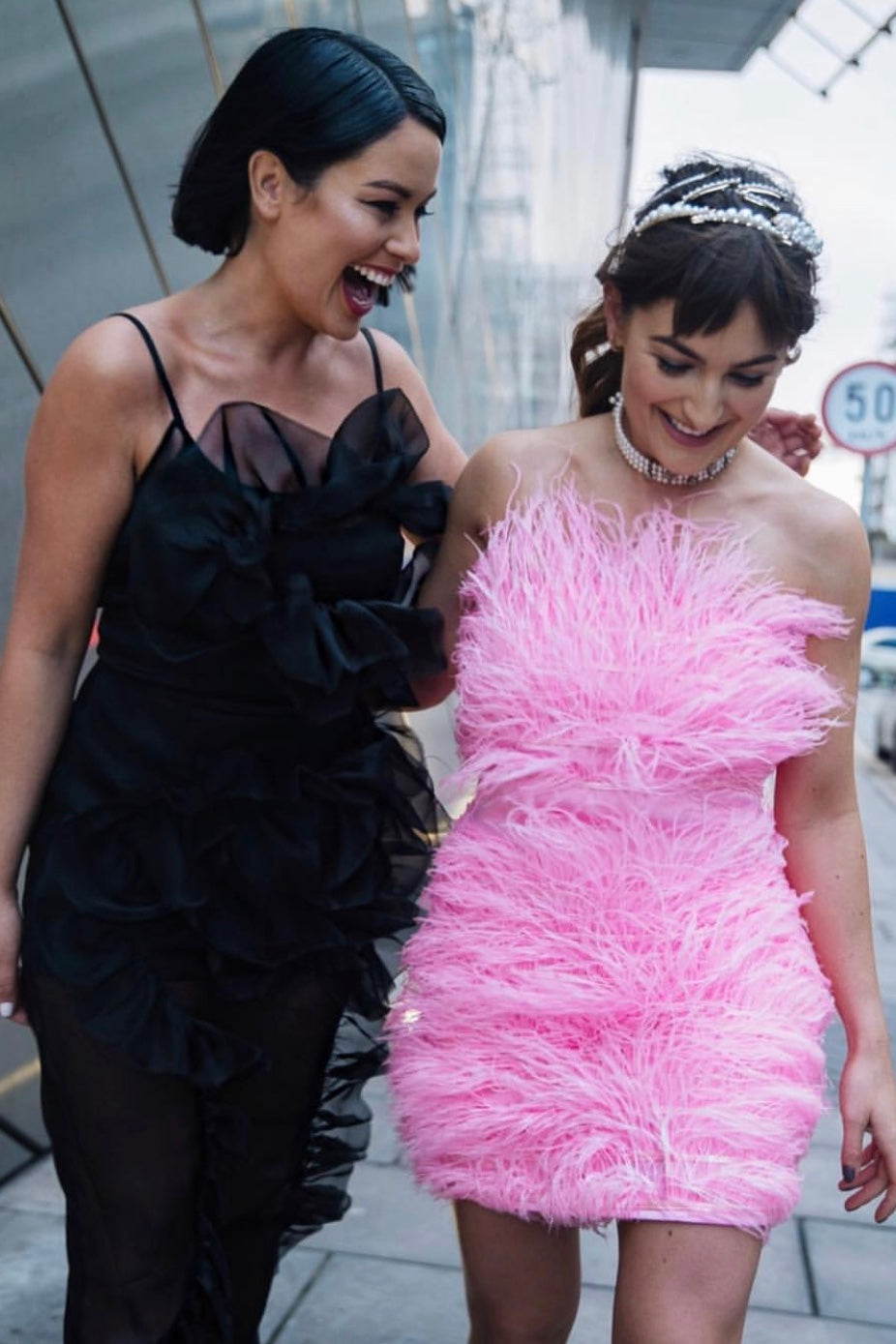 Michelle and Courtney gorgeous in OMRA dresses at VIP Style Awards in Dublin