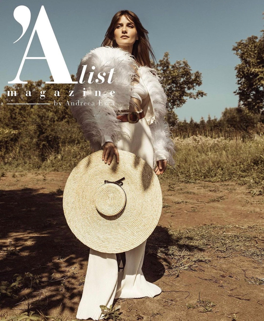 Aida Economy wearing OMRA feathers jacket for Alist Magazine