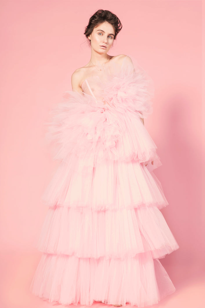 Candy pink tulle ruffle dress