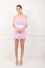 Moulin Rouge lavander feathers dress