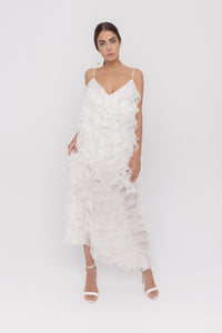 Mykonos silk ruffled couture dress