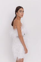 Moulin Rouge white feathers mini dress