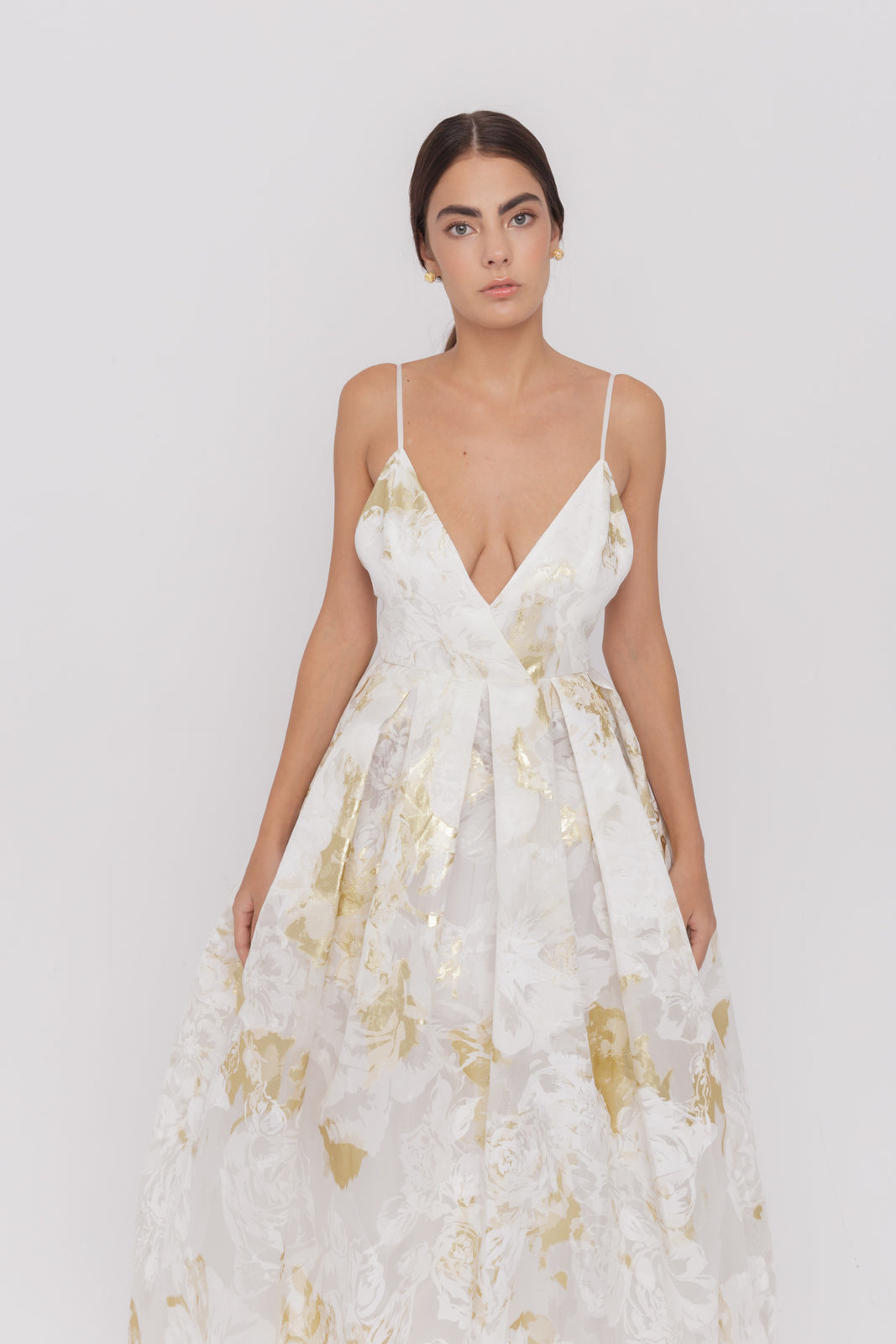 Anabelle lame embroidery silk organza couture gown
